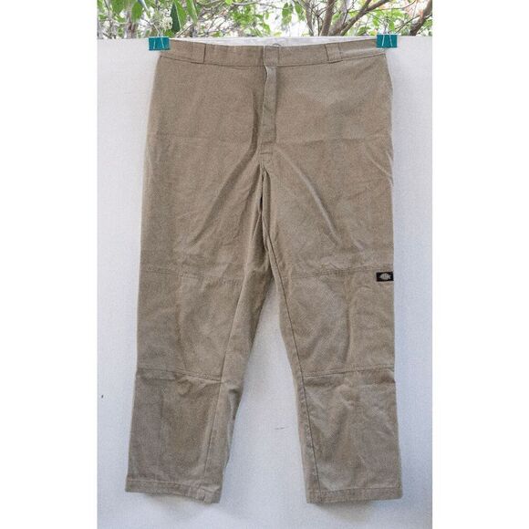 Vintage Men's Cream Tan Dickies Loose Fit Double Knee Work Pants Size 44x32 - Picture 1 of 8